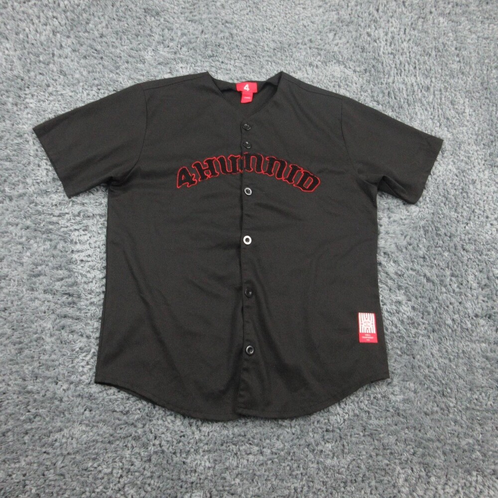 4Hunnid Baseball Jersey Shirt Mens Large World Championship 2019 Hip Hop Rap